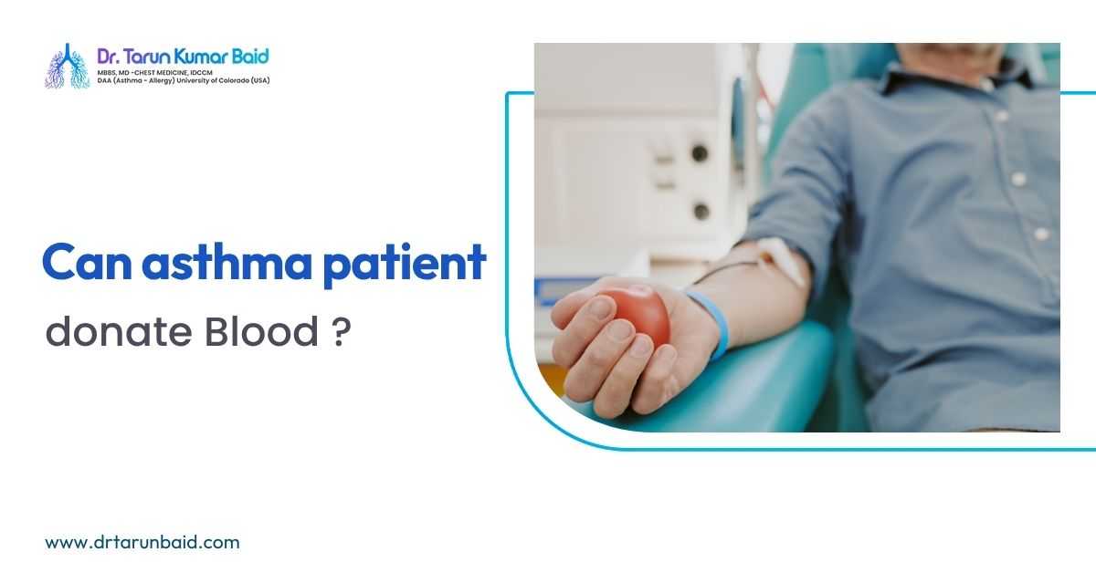 an asthma patients donate blood safely? Adult blood donor giving blood at a donation center under medical supervision